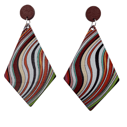 1 Pair Vintage Style Geometric Lacquer Painting Stoving Varnish Wood Drop Earrings