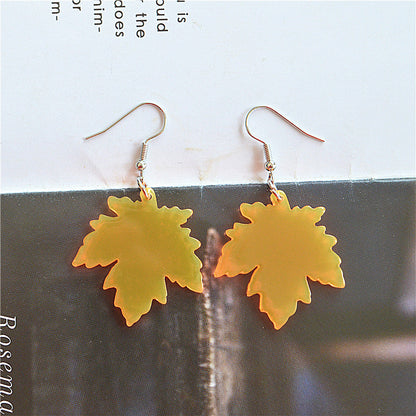 1 Pair Vacation Sweet Maple Leaf Arylic Metal Drop Earrings