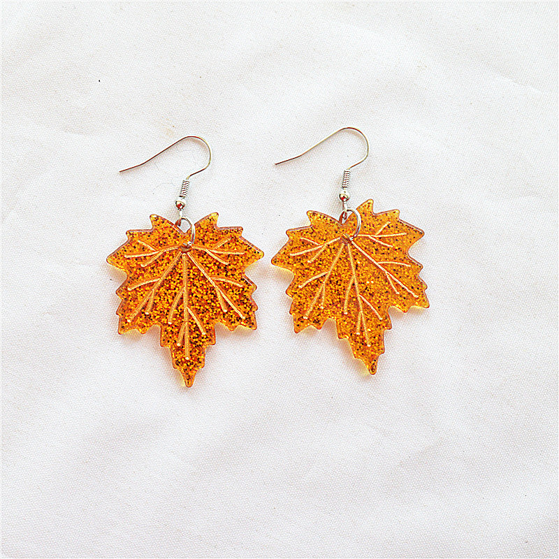 1 Pair Vacation Sweet Maple Leaf Arylic Metal Drop Earrings