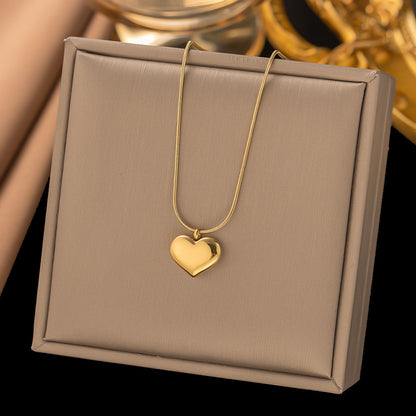 Simple Style Heart Shape Stainless Steel 18k Gold Plated Pendant Necklace