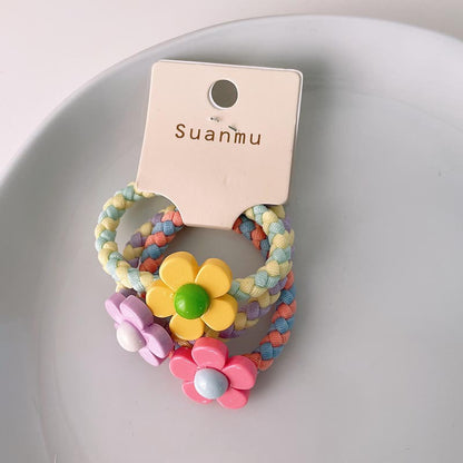 Kid'S Cartoon Style Animal Fruit Flower Cloth Resin Contrast Collar Hair Tie