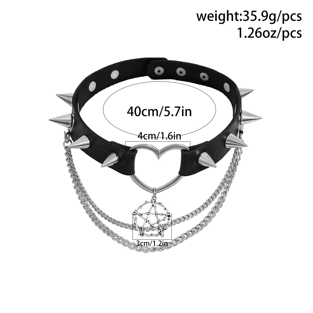 Exaggerated Punk Star Heart Shape Pu Leather Alloy Iron Spiked Pu Alloy Chain Women's Choker