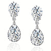 1 Pair IG Style Shiny Water Droplets Inlay Copper Zircon White Gold Plated Drop Earrings