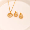 Ig Style Simple Style Circle Stainless Steel Copper Plating Inlay Zircon 18k Gold Plated Jewelry Set