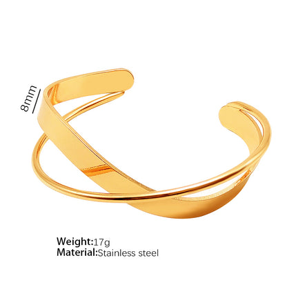 Modern Style Commute Irregular Solid Color Titanium Steel Plating 18k Gold Plated Bangle