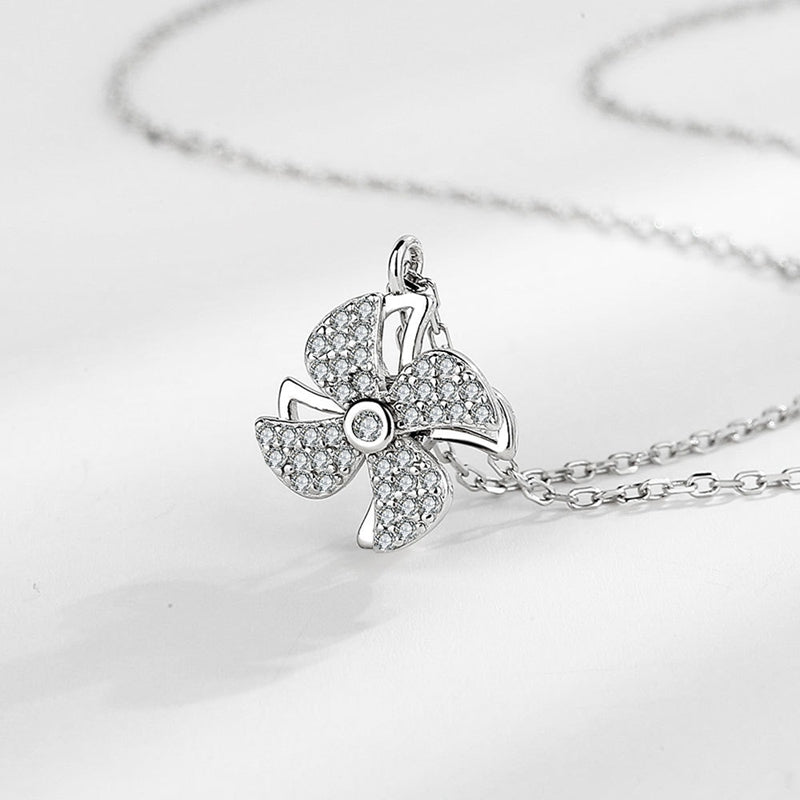 Ig Style Windmill Sterling Silver Plating Inlay Zircon Gold Plated Silver Plated Pendant Necklace