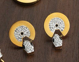 Elegant Glam Circle Snake Titanium Steel Plating Inlay Artificial Diamond 18k Gold Plated Bracelets Earrings Necklace