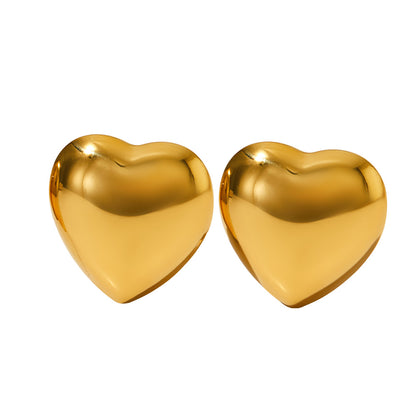 1 Pair Simple Style Heart Shape Plating Stainless Steel 14k Gold Plated White Gold Plated Gold Plated Ear Studs