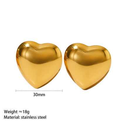 1 Pair Simple Style Heart Shape Plating Stainless Steel 14k Gold Plated White Gold Plated Gold Plated Ear Studs