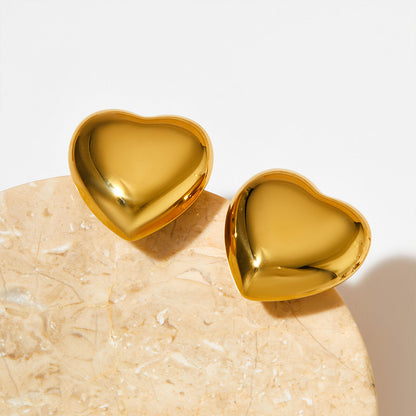 1 Pair Simple Style Heart Shape Plating Stainless Steel 14k Gold Plated White Gold Plated Gold Plated Ear Studs