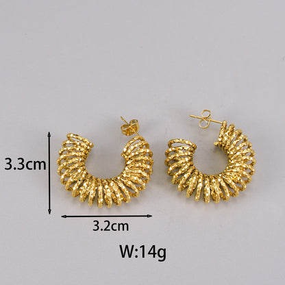 1 Pair Simple Style Classic Style C Shape Plating Titanium Steel 18k Gold Plated Silver Plated Ear Studs