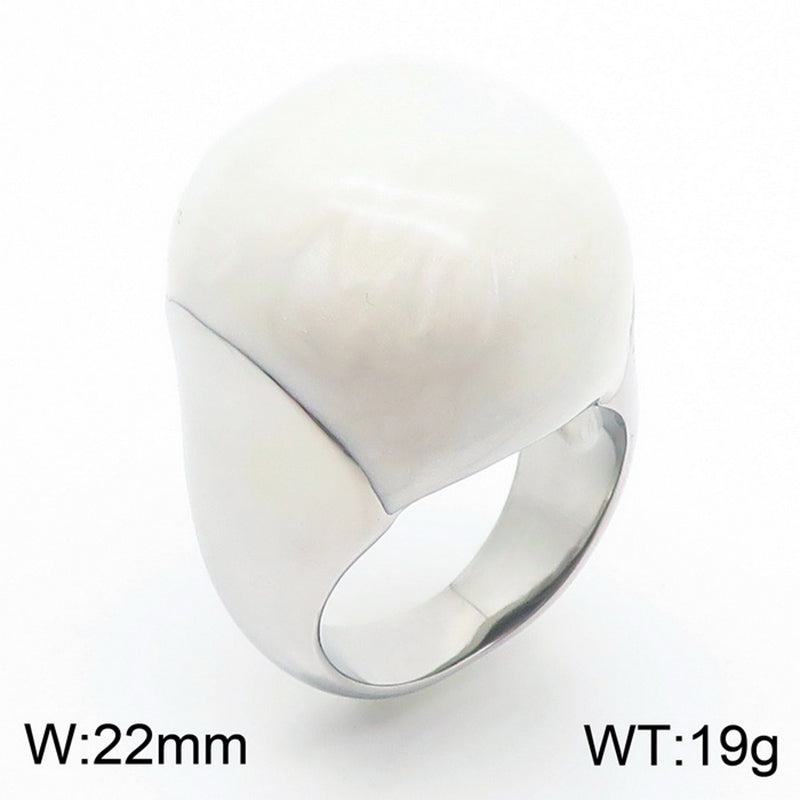 Simple Style Round Titanium Steel Enamel Plating Gold Plated Rings