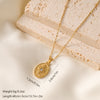 Elegant Vintage Style French Style Star Moon Stainless Steel Plating Inlay Zircon 18k Gold Plated Pendant Necklace