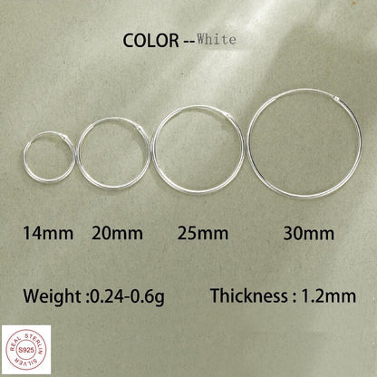 Simple Style Circle Plating Sterling Silver 18k Gold Plated White Gold Plated Earrings