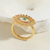 Ig Style Classic Style Devil's Eye Copper Enamel Plating Inlay Zircon 14k Gold Plated Open Rings