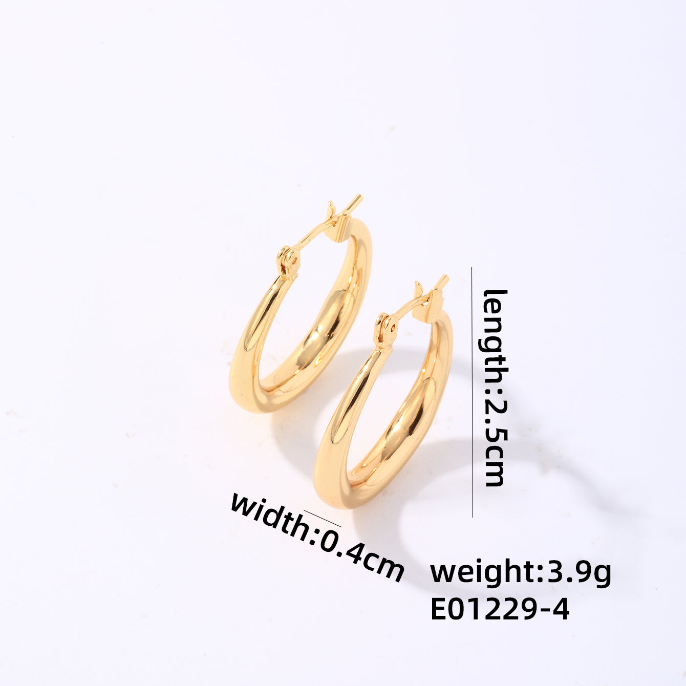 1 Pair Simple Style Commute Oval Polishing Plating Stainless Steel Gold Plated Earrings