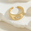 Ig Style Classic Style Devil's Eye Copper Enamel Plating Inlay Zircon 14k Gold Plated Open Rings