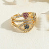 Ig Style Simple Style Devil's Eye Copper Enamel Plating Inlay Zircon 14k Gold Plated Open Rings