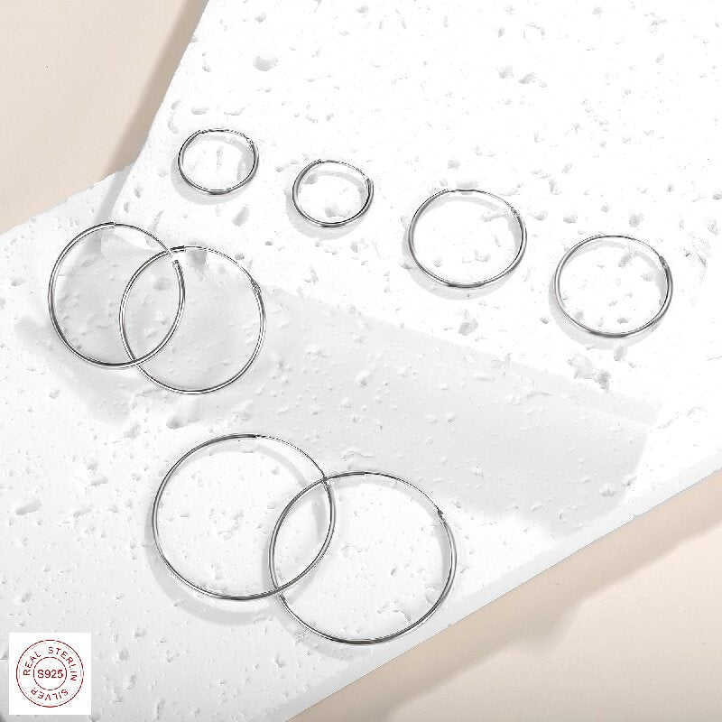 Simple Style Circle Plating Sterling Silver Silver Plated Hoop Earrings