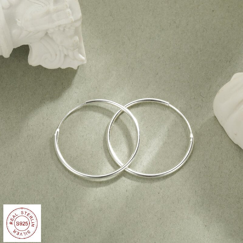 Simple Style Circle Plating Sterling Silver Silver Plated Hoop Earrings