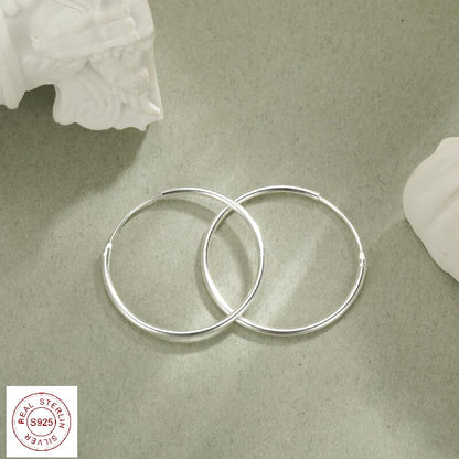 Simple Style Circle Plating Sterling Silver Silver Plated Hoop Earrings