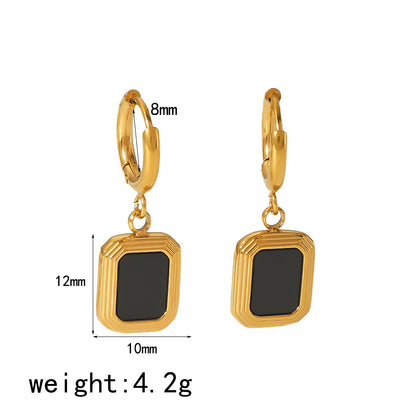 1 Pair Simple Style Quadrilateral Oval Polishing Plating Stainless Steel 18k Gold Plated Drop Earrings