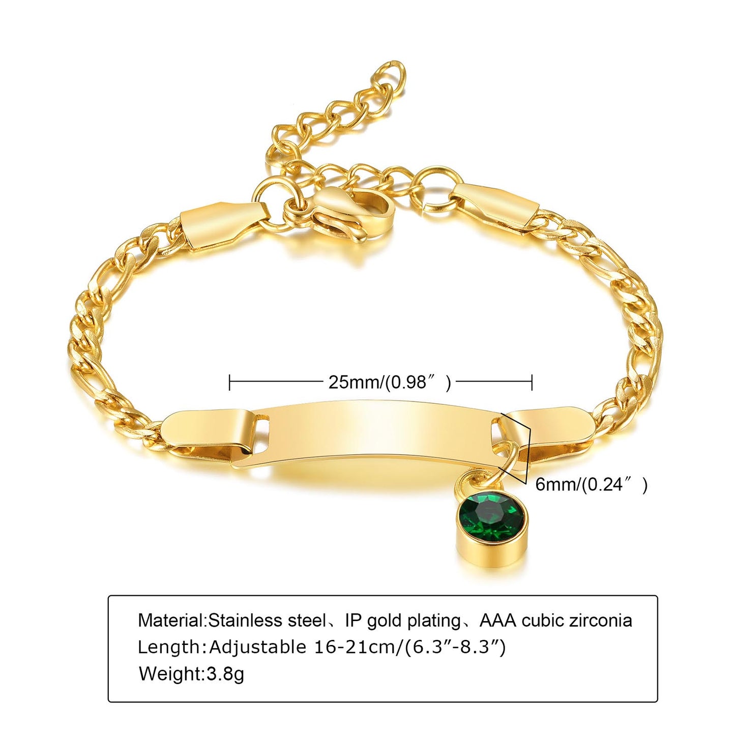 Casual Round Stainless Steel Plating Inlay Zircon Gold Plated Bracelets