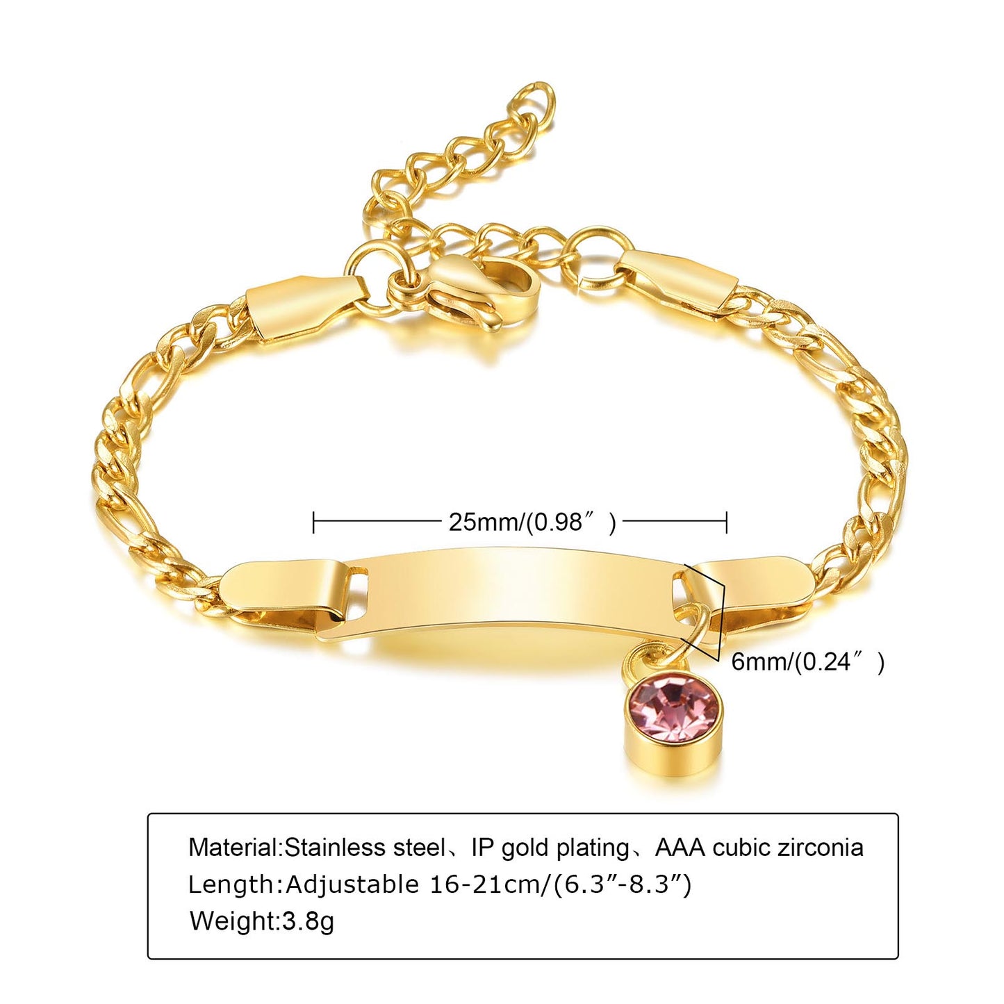 Casual Round Stainless Steel Plating Inlay Zircon Gold Plated Bracelets