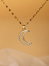 Elegant Glam Luxurious Moon Stainless Steel Plating Hollow Out Inlay Zircon 18k Gold Plated Pendant Necklace