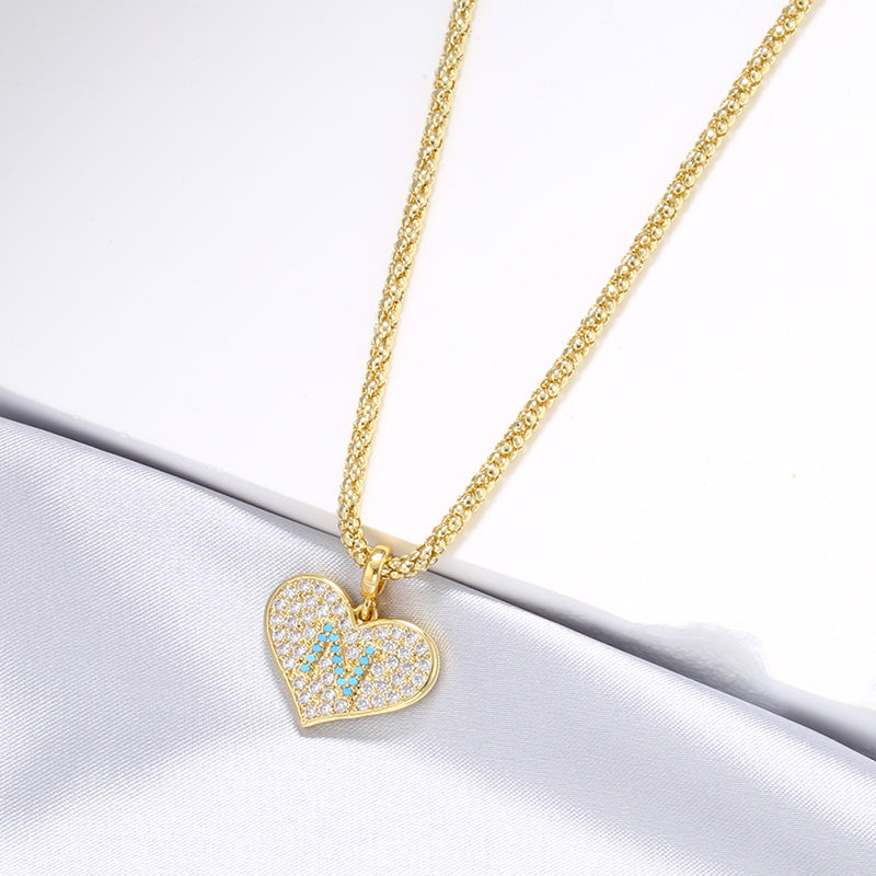 Elegant Simple Style Heart Shape Copper Zircon 18k Gold Plated Pendant Necklace