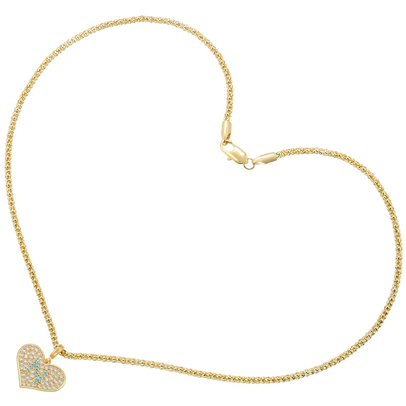 Elegant Simple Style Heart Shape Copper Zircon 18k Gold Plated Pendant Necklace