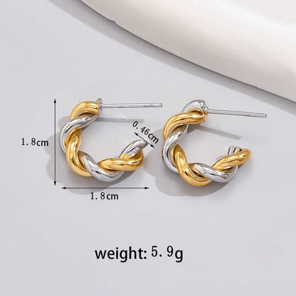 1 Pair Simple Style Classic Style Color Block Patchwork Plating Titanium Steel 18k Gold Plated Ear Studs