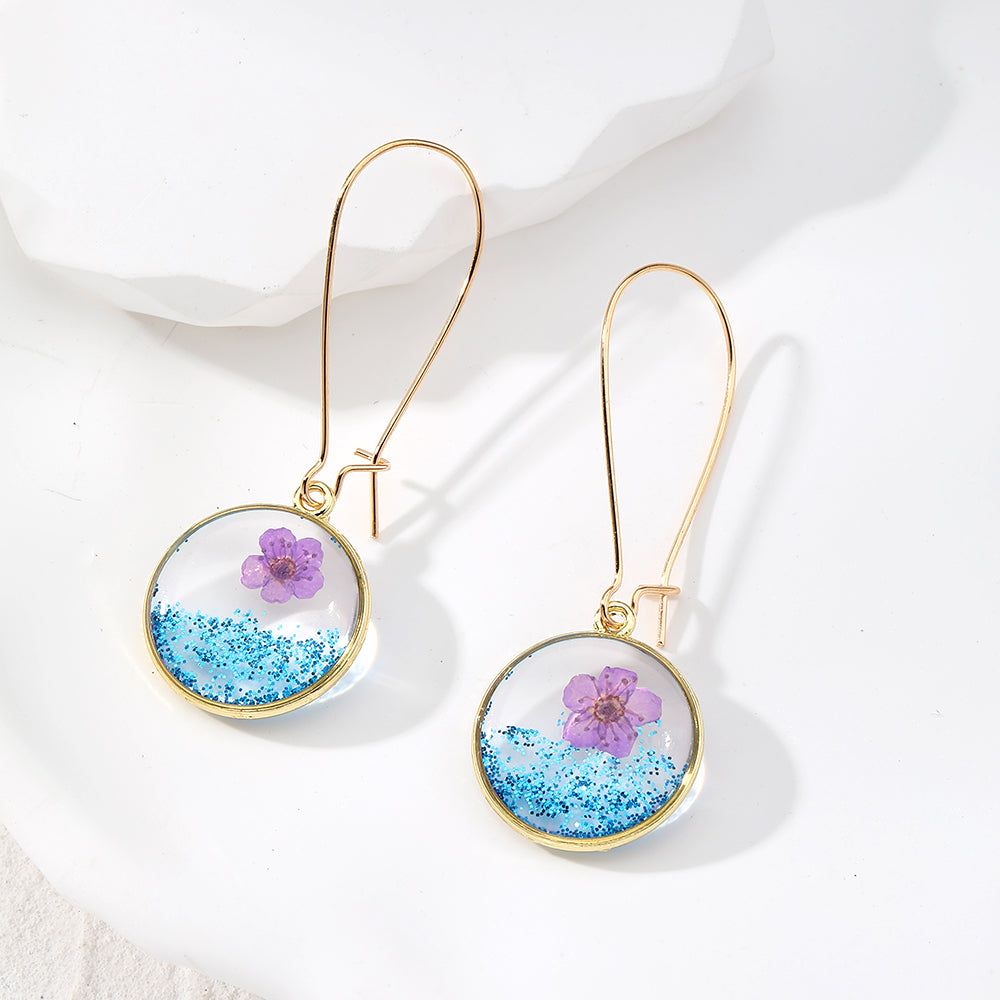 1 Pair Ig Style Simple Style Flower Epoxy Resin Drop Earrings