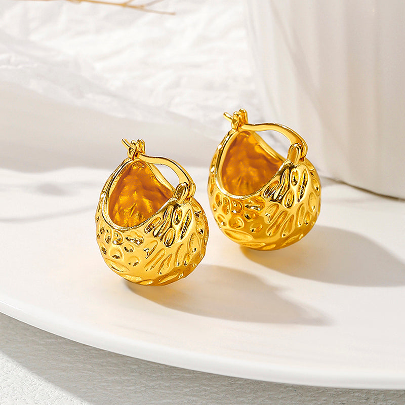 1 Pair Ig Style French Style Modern Style Peanut Water Ripples Plating Carving Copper Earrings