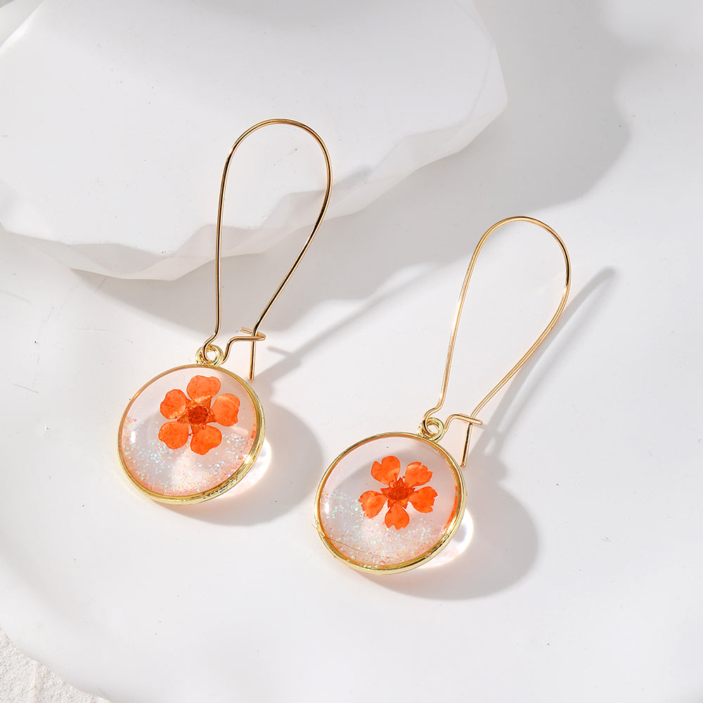 1 Pair Ig Style Simple Style Flower Epoxy Resin Drop Earrings