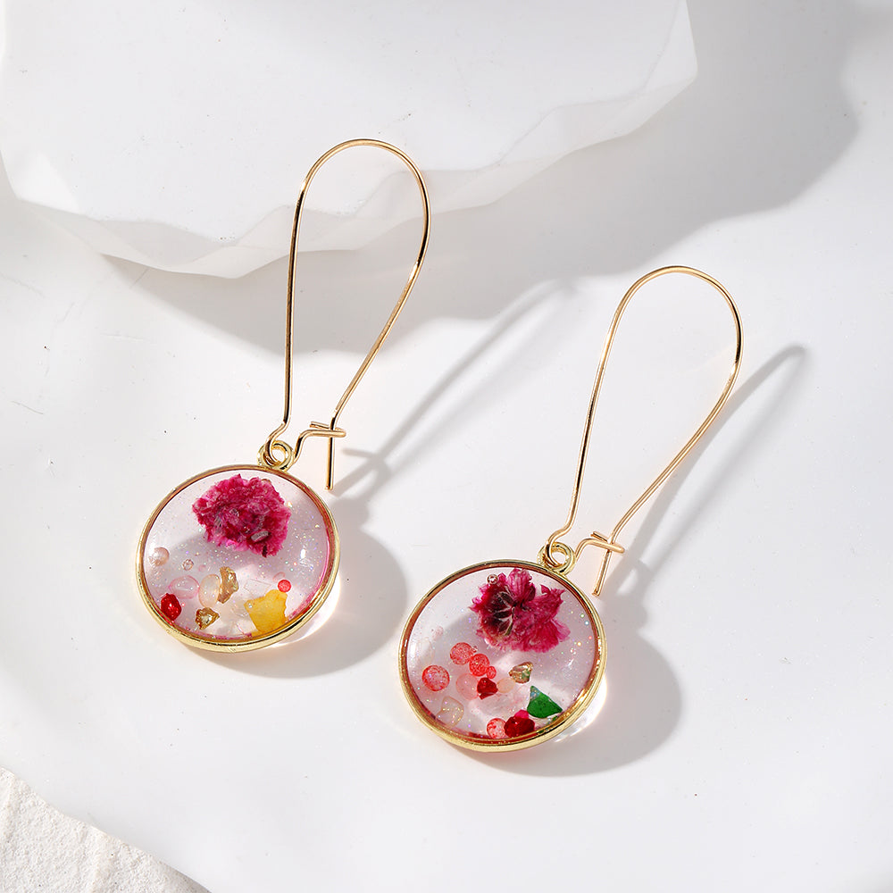 1 Pair Ig Style Simple Style Flower Epoxy Resin Drop Earrings