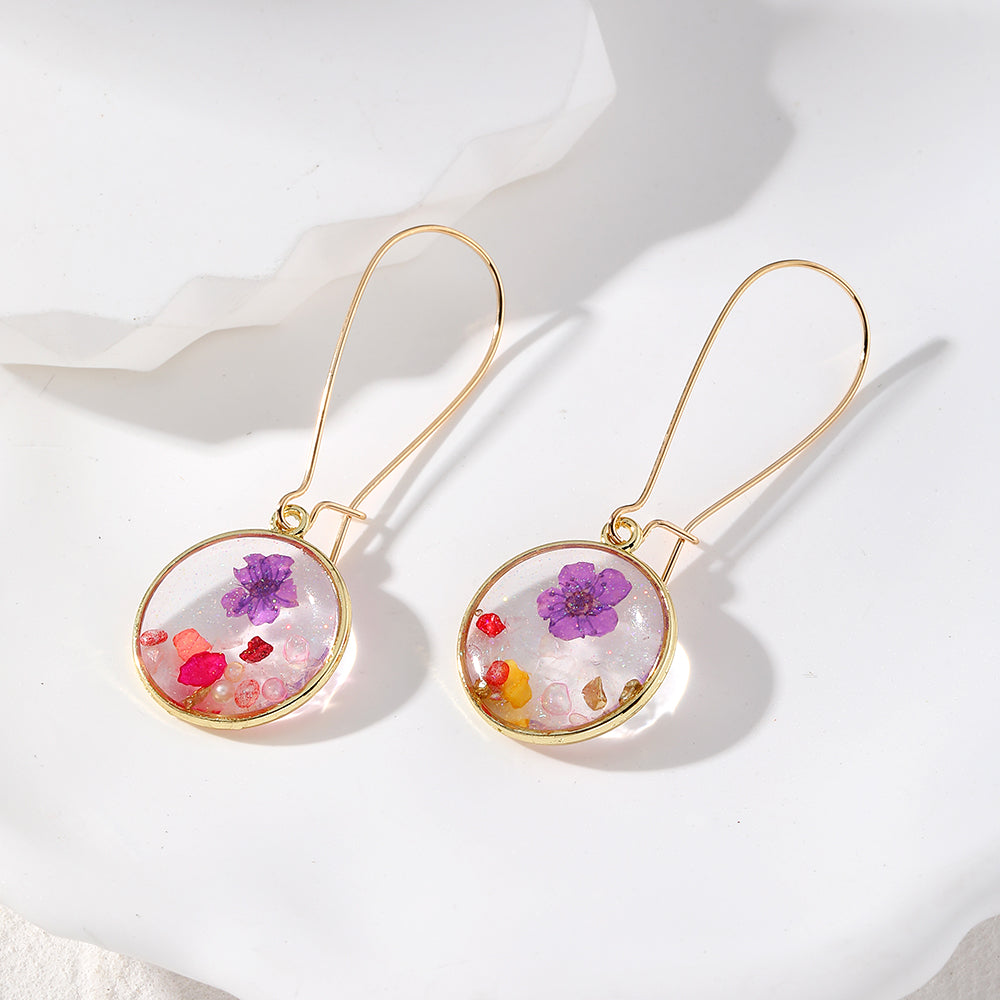 1 Pair Ig Style Simple Style Flower Epoxy Resin Drop Earrings