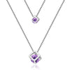 Ig Style Simple Style Square Sterling Silver Plating Inlay Zircon Silver Plated Double Layer Necklaces