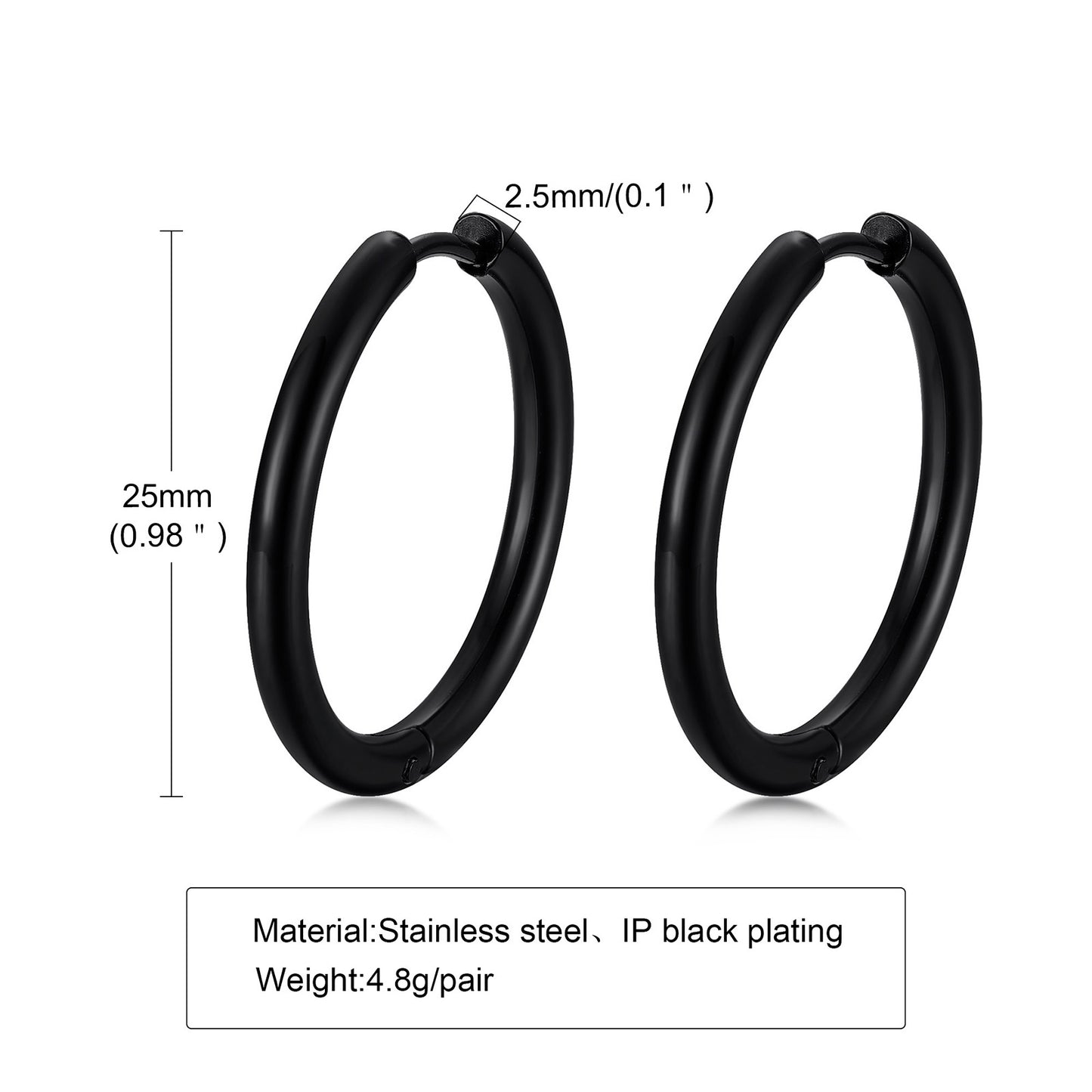 1 Pair Simple Style Solid Color Plating Stainless Steel 18k Gold Plated Hoop Earrings