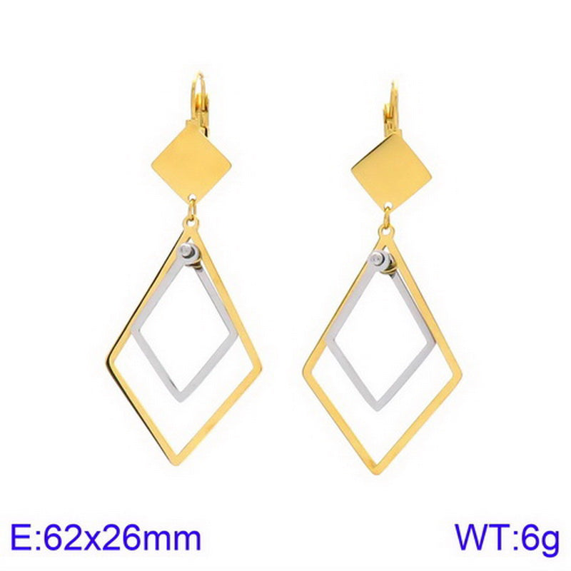 Simple Style Geometric Titanium Steel Tassel Plating Hollow Out Drop Earrings