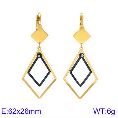 Simple Style Geometric Titanium Steel Tassel Plating Hollow Out Drop Earrings