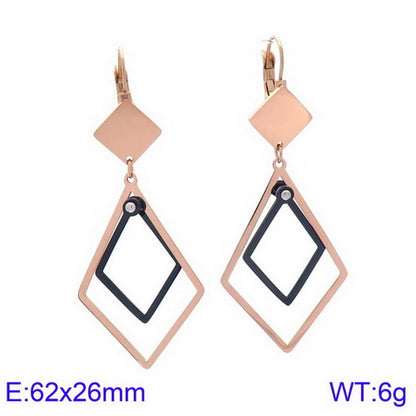 Simple Style Geometric Titanium Steel Tassel Plating Hollow Out Drop Earrings