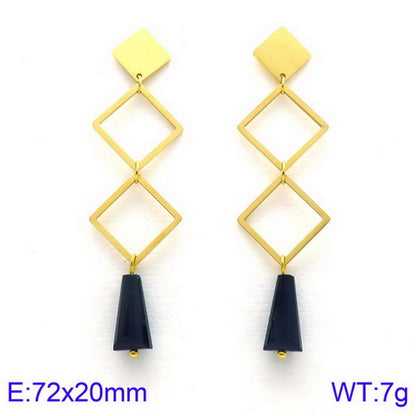 Simple Style Geometric Titanium Steel Tassel Plating Hollow Out Drop Earrings