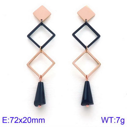 Simple Style Geometric Titanium Steel Tassel Plating Hollow Out Drop Earrings