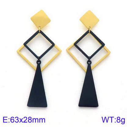 Simple Style Geometric Titanium Steel Tassel Plating Hollow Out Drop Earrings