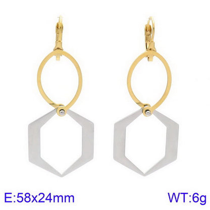 Simple Style Geometric Titanium Steel Tassel Plating Hollow Out Drop Earrings