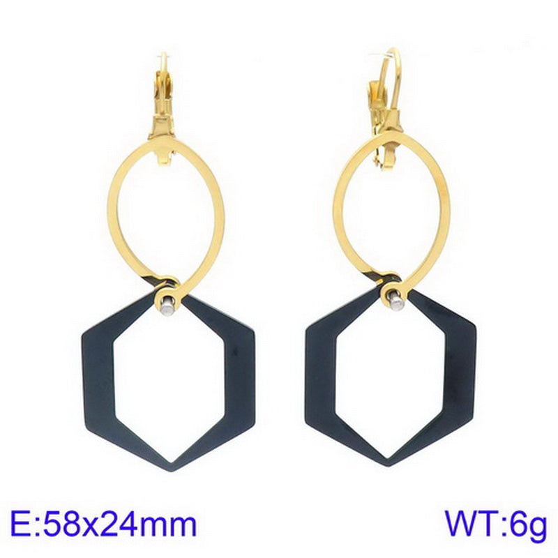 Simple Style Geometric Titanium Steel Tassel Plating Hollow Out Drop Earrings