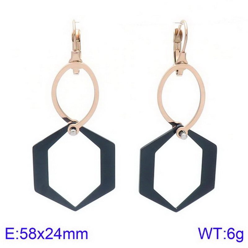 Simple Style Geometric Titanium Steel Tassel Plating Hollow Out Drop Earrings