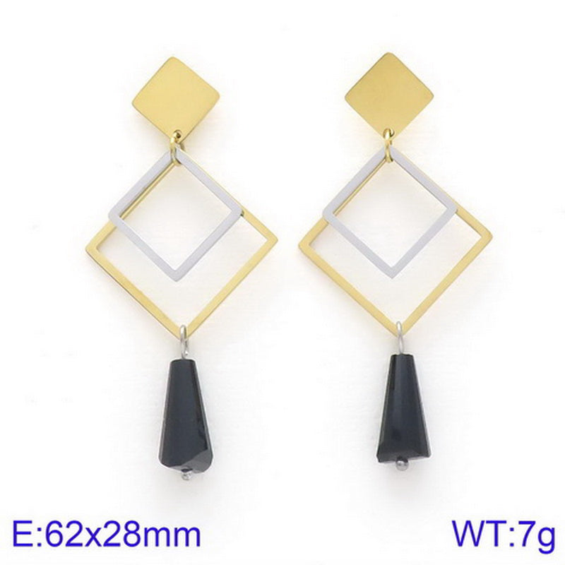 Simple Style Geometric Titanium Steel Tassel Plating Hollow Out Drop Earrings