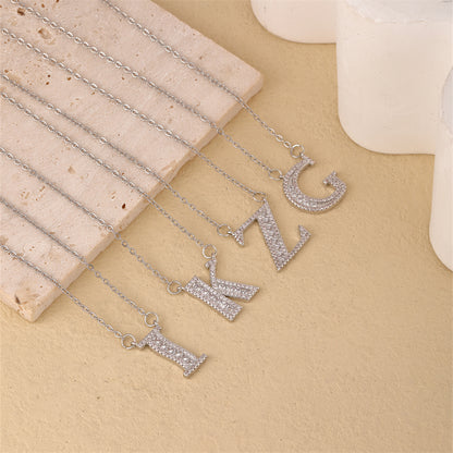 Simple Style Classic Style Letter Stainless Steel Copper Plating Inlay Zircon Silver Plated Pendant Necklace